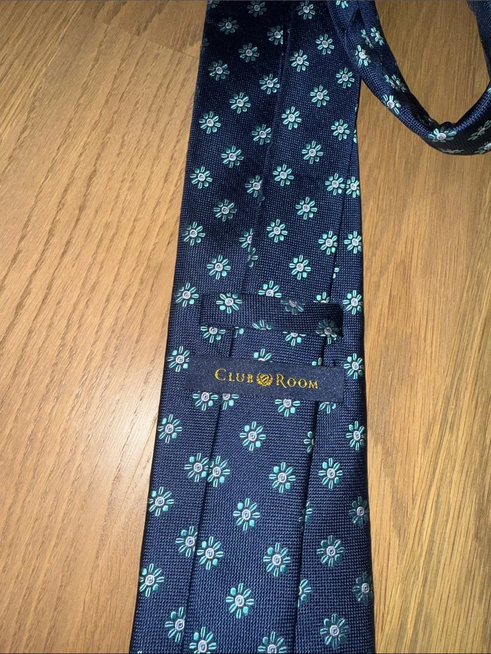 Club Room Navy Tie with Light Blue Floral Pattern